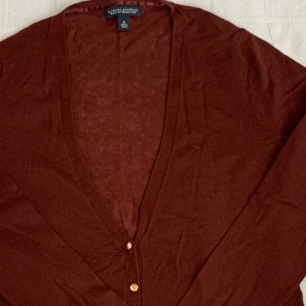 Banana Republic Burgundy V-Neck Cardigan